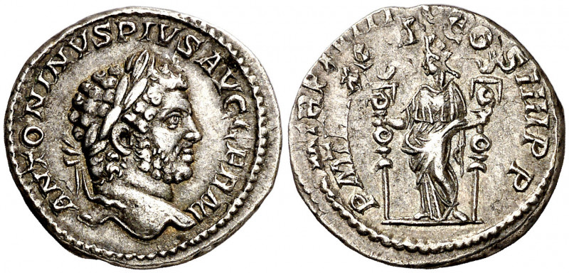 (215 d.C.). Caracalla. Denario. (Spink 6840) (S. 315) (RIC. 266). Ex Áureo 30/06...