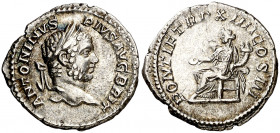 (210 d.C.). Caracalla. Denario. (Spink 6872 var) (S. 183) (RIC. 192). 2,71 g. MBC+.