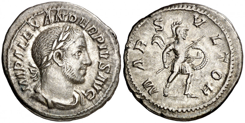 (232 d.C.). Alejandro Severo. Denario. (Spink 7882) (S. 161c) (RIC. 246). 3 g. M...