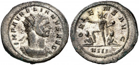 (274 d.C.). Aureliano. Antoniniano. (Spink 11572 var) (Co. 154) (RIC. 62). Restos del plateado original. 3,50 g. EBC-.