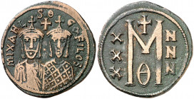 Miguel II y Teófilo (820-829). Constantinopla. Follis. (Ratto 1812) (S. 1642). Ex Áureo 17/10/1995, nº 181. 8,03 g. MBC.