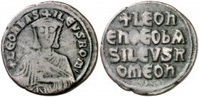 León VI (886-912). Constantinopla. Follis. (Ratto 1873) (S. 1729). Ex ANE 03/12/1985, nº 279. 6,17 g. MBC-.
