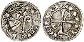 Comtat de Tolosa. Alfons Jordà (1112-1148). Tolosa. Diner. (Duplessy 1226 var) (P.A. 3688 var). La leyenda de anverso comienza a las 6h del reloj. Bel...
