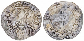 Jaume I (1213-1276). Zaragoza. Dinero jaqués. (Cru.V.S. 318) (Cru.C.G. 2134). Variante de busto. 0,71 g. MBC-.