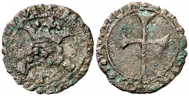 Alfons IV (1416-1458). Mallorca. Diner. (Cru.V.S. 857) (Cru.C.G. 2903). Leyendas parcialmente visibles. 0,43 g. MBC-.