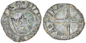 Lluís XI de França (1463-1467/1473-1483). Perpinyà. Malla. (Cru.V.S. 929 var) (Cru.C.G. 3052). Leyendas parcialmente visibles. Oxidaciones. 0,87 g. (M...
