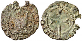 Ferran II (1479-1516). Mallorca. Diner. (Cru.V.S. 1188) (Cru.C.G. 3104). Defecto de cospel. 0,44 g. MBC-.