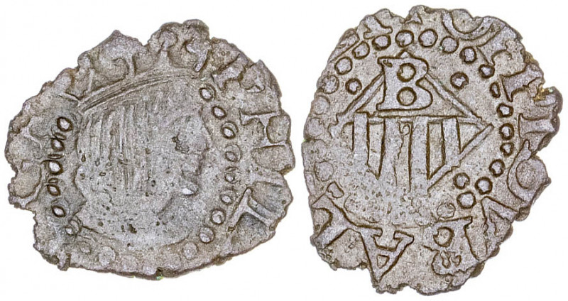 s/d. Felipe III. Banyoles. 1 diner. (AC. 1) (Cru.C.G. 3659). Puntos en los espac...