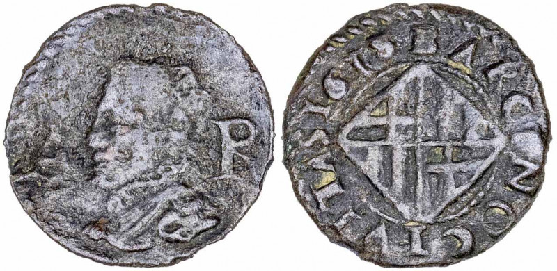 1615. Felipe III. Barcelona. 1 ardit. (AC. 26) (Cru.C.G. 4345c). El 5 de la fech...