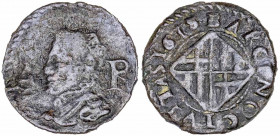 1615. Felipe III. Barcelona. 1 ardit. (AC. 26) (Cru.C.G. 4345c). El 5 de la fecha peculiar. 1,25 g. MBC-/MBC.