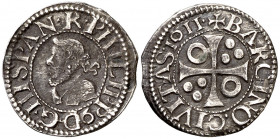 1611. Felipe III. Barcelona. 1/2 croat. (AC. 374) (Cru.C.G. 4342). 1,54 g. MBC+.