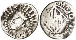 s/d. Felipe III. Mallorca. 1/2 ral. (AC. 387) (Cru.C.G. 4357 var). Ligeramente recortada. 0,91 g. BC+.