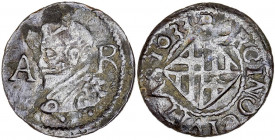 1633. Felipe IV. Barcelona. 1 ardit. (AC. 17) (Cru.C.G. 4420g var). bajo el busto. Escasa. 1,35 g. MBC-.