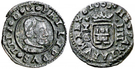 1663. Felipe IV. Cuenca. CA. 4 maravedís. (AC. 212). Letras R en forma de H. Buen ejemplar. 0,88 g. MBC+.
