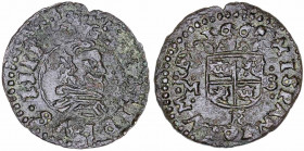 166(¿3?). Felipe IV. Trujillo. M. 8 maravedís. (AC. ¿429?). 1,89 g. MBC-/MBC.