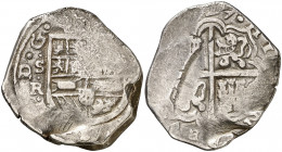 (16)27. Felipe IV. Sevilla. R. 4 reales. (AC. 1186). La R del ensayador grande. Acuñación descuidada. Escasa. 13,35 g. (MBC-).