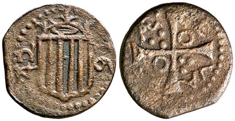 1642. Guerra dels Segadors. Cervera. 1 diner. (AC. 116) (Cru.C.G. 4589c). Ex Áur...