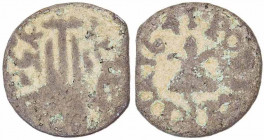 1641. Guerra dels Segadors. Puigcerdà. 1 diner. (AC. 212) (Cru.C.G. 4644). A nombre de Felipe IV. Defecto de cospel. Escasa. 0,81 g. (MBC-).