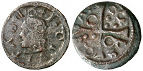 1641. Guerra dels Segadors. Solsona. 1 diner. (AC. 221) (Cru.C.G. 4651). Busto de Felipe IV. 0,67 g. MBC.
