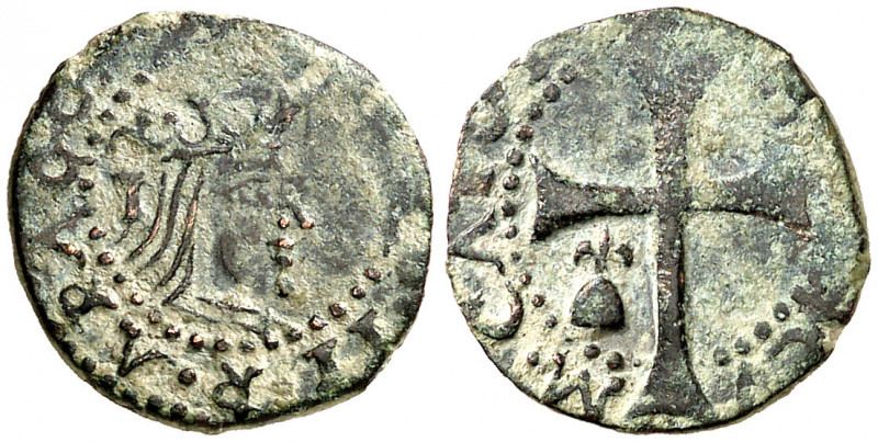 s/d. Carlos II. Mallorca. 1 dobler. (AC. 10) (Cru.C.G. 4918 var). 1,47 g. MBC.