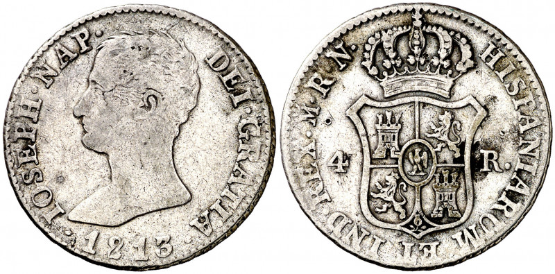 1813. José Napoleón. Madrid. RN. 4 reales. (AC. 22). 5,90 g. MBC-/MBC.