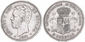1871*1871. Amadeo I. SDM. 5 pesetas. (AC. 1). 24,74 g. BC+.