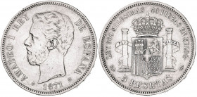 1871*1871. Amadeo I. SDM. 5 pesetas. (AC. 1). 24,81 g. BC+/MBC-.