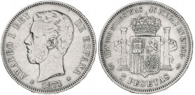 1871*1875. Amadeo I. DEM. 5 pesetas. (AC. 7). 24,76 g. BC/BC+.