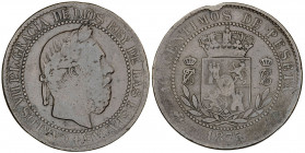 1875. Carlos VII, Pretendiente. Oñate. 10 céntimos. (AC. 5). 9,78 g. BC+.