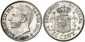 1885*86. Alfonso XII. MSM. 50 céntimos. (AC. 14). 2,47 g. EBC-.