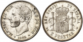 1882*1882. Alfonso XII. MSM. 2 pesetas. (AC. 32). 10,17 g. MBC+/EBC-.