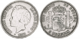 1893*18--. Alfonso XIII. PGL. 5 pesetas. (AC. 102). Limpiada. 24,58 g. BC.