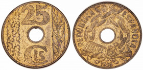 1938. II República. 25 céntimos. (AC. 20). Leves impurezas. Brillo original. 5 g. EBC+.