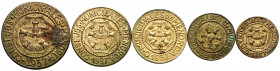 Menorca (Baleares). 5, 10, 25 céntimos, 1 y 2,50 pesetas. (AC. 20 a 24). Serie completa de 5 monedas. MBC+/EBC-.