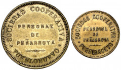 Peñarroya-Pueblonuevo (Córdoba). Sociedad Cooperativa. 5 y 10 céntimos. Serie de 2 fichas. MBC+/EBC-.