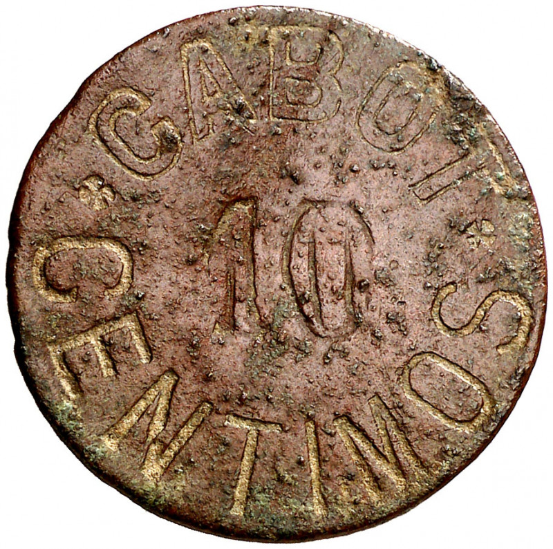 Isla Cristina (Hueva). Cabot. 10 céntimos. 2,35 g. MBC-.
