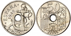 1949*E51. Franco. 50 céntimos. (AC. 151). II Exposición Nacional de Numismática. Rara. 4,02 g. S/C.
