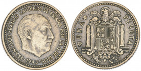 1947*1950. Franco. 1 peseta. (AC. 50). 3,45 g. MBC.