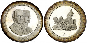 1992. Juan Carlos I. 200 pesetas. (Fuster CO-12). Madrid, capital europea de la Cultura. En expositor oficial. Proof.