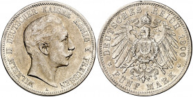 Alemania. Prusia. 1900. Guillermo II. A (Berlín). 5 marcos. (Kr. 523). AG. 27,58 g. MBC.