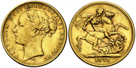 Australia. 1874. Victoria. S (Sydney). 1 libra. (Fr. 15) (Kr. 7). AU. 7,96 g. MBC.