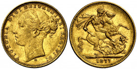 Australia. 1877. Victoria. M (Melbourne). 1 libra. (Fr. 16) (Kr. 7). AU. 7,96 g. MBC.