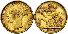 Australia. 1880. Victoria. M (Melbourne). 1 libra. (Fr. 16) (Kr. 7). AU. 7,92 g. MBC-/MBC.