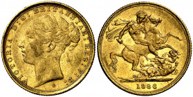 Australia. 1886. Victoria. S (Sydney). 1 libra. (Fr. 15) (Kr. 7). Golpecitos. AU. 7,97 g. MBC+.