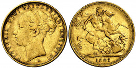 Australia. 1887. Victoria. M (Melbourne). 1 libra. (Fr. 16) (Kr. 7). AU. 7,93 g. MBC-.