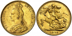 Australia. 1890. Victoria. S (Sydney). 1 libra. (Fr. 19) (Kr. 10). AU. 7,98 g. MBC/MBC+.