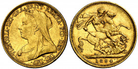 Australia. 1894. Victoria. M (Melbourne). 1 libra. (Fr. 24) (Kr. 13). AU. 7,97 g. MBC.
