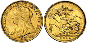 Australia. 1894. Victoria. S (Sydney). 1 libra. (Fr. 19) (Kr. 10). Leves marquitas. AU. 7,95 g. MBC/MBC+.