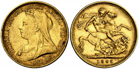 Australia. 1895. Victoria. M (Melbourne). 1 libra. (Fr. 24) (Kr. 13). AU. 7,95 g. MBC/MBC+.