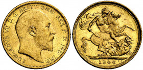 Australia. 1906. Eduardo VII. S (Sydney). 1 libra. (Fr. 32) (Kr. 15). AU. 7,98 g. MBC/MBC+.